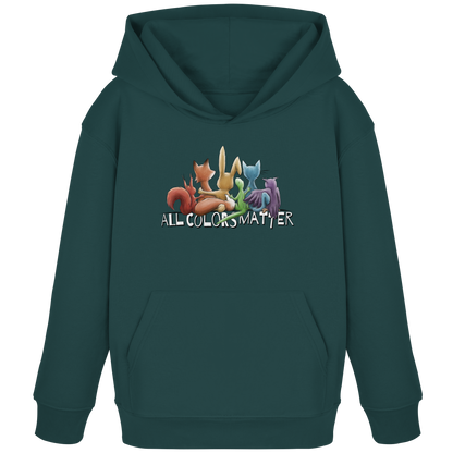 All Colors Matter! Regenbogen Tiere für Vielfalt - Kids Organic Hoodie