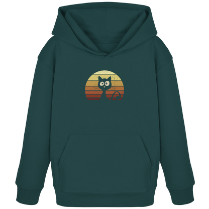 Katze vor Retro Sonnenuntergang - Kids Organic Hoodie
