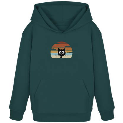 Retro schwarze Katze vor Sonnenuntergang - Kids Organic Hoodie
