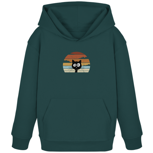 Retro schwarze Katze vor Sonnenuntergang - Kids Organic Hoodie