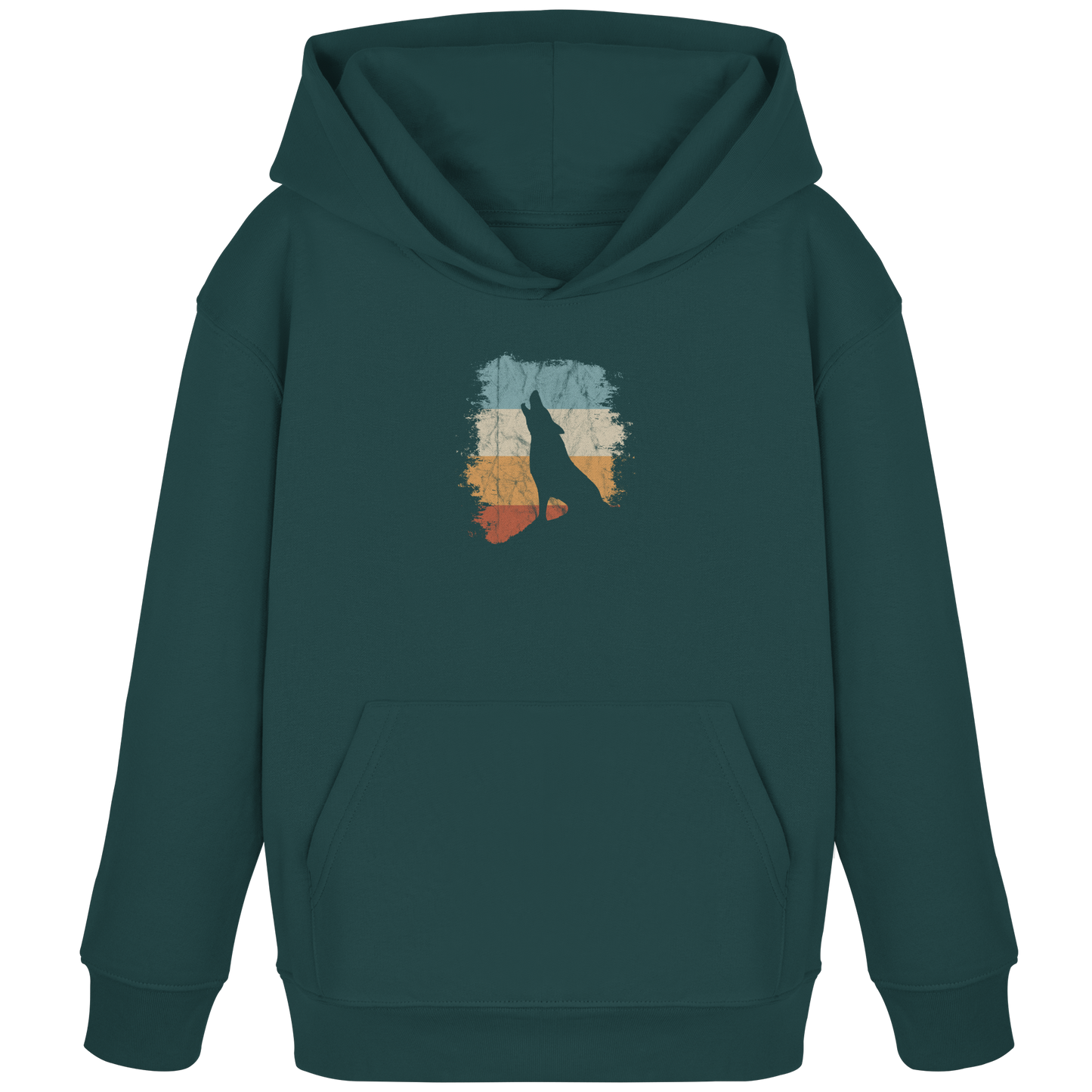 Retro Style lässig heulender Wolf  - Kids Organic Hoodie