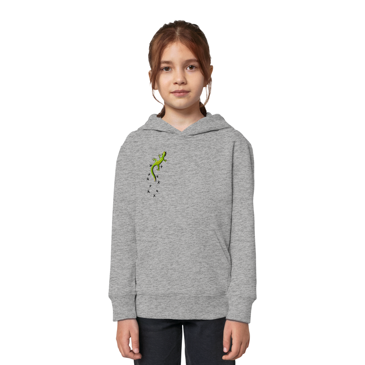 Kletternder Gecko mit Spuren - Kids Organic Hoodie