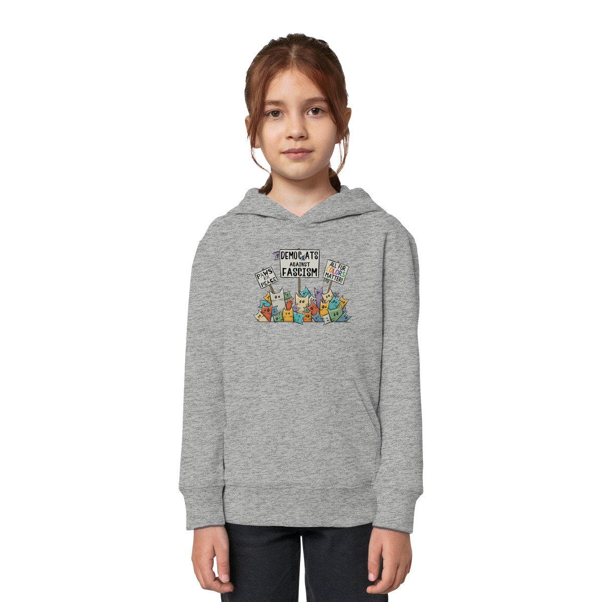 Demo-Katzen gegen Faschismus und für Vielfalt - Kids Organic Hoodie