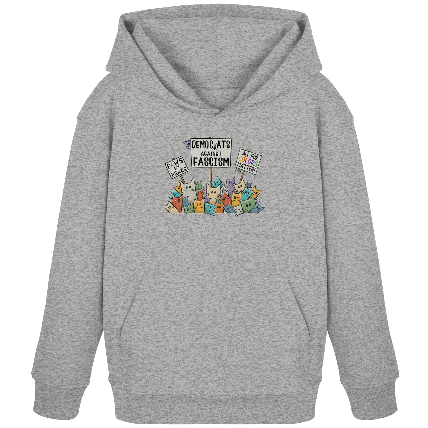 Demo-Katzen gegen Faschismus und für Vielfalt - Kids Organic Hoodie