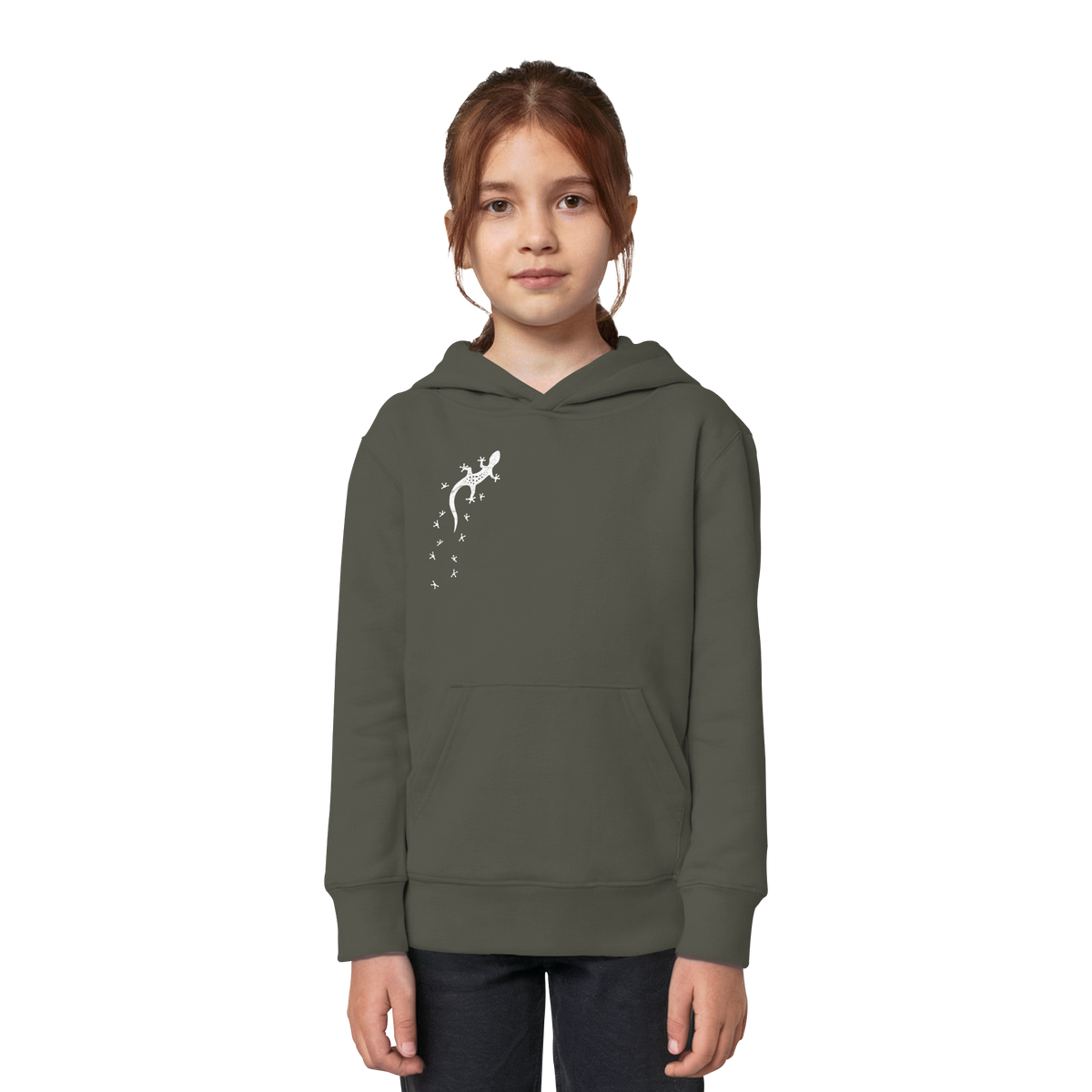 Gecko Eidechse Silhouette hell - Kids Organic Hoodie