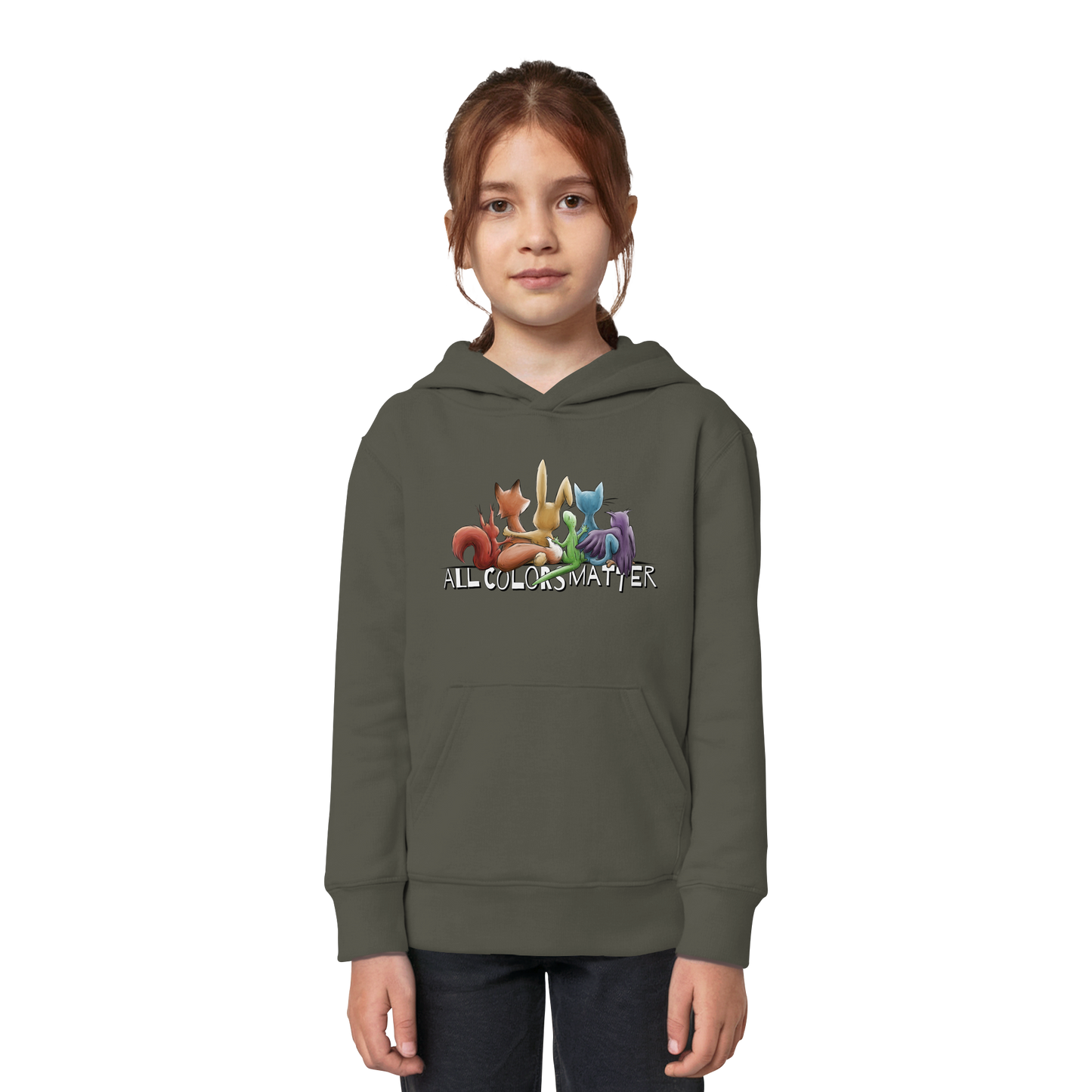 All Colors Matter! Regenbogen Tiere für Vielfalt - Kids Organic Hoodie