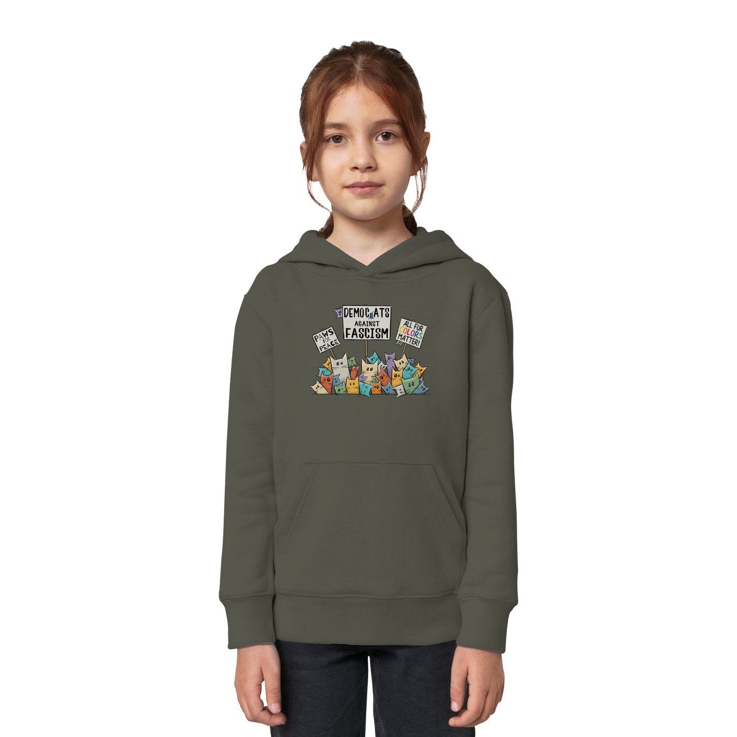 Demo-Katzen gegen Faschismus und für Vielfalt - Kids Organic Hoodie