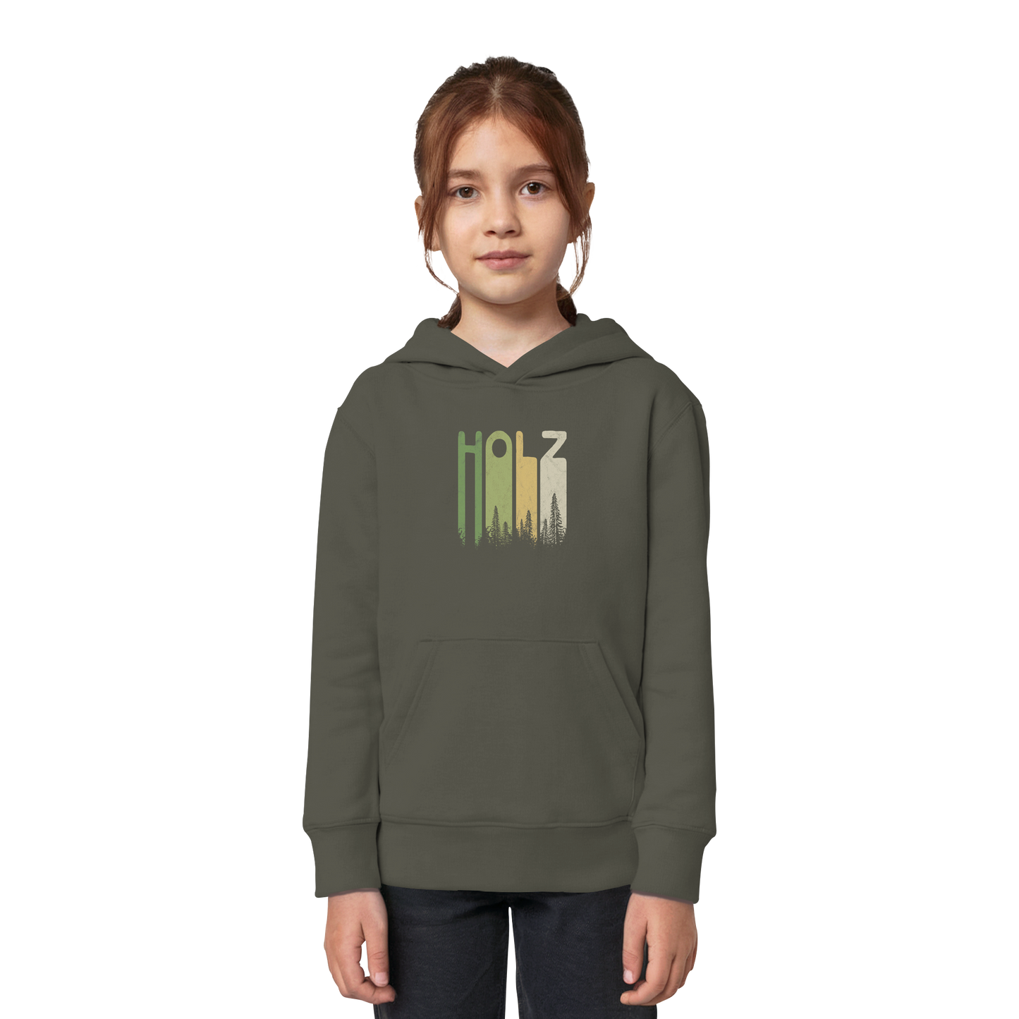 Holz Retro Wald Schriftzug - Kids Organic Hoodie
