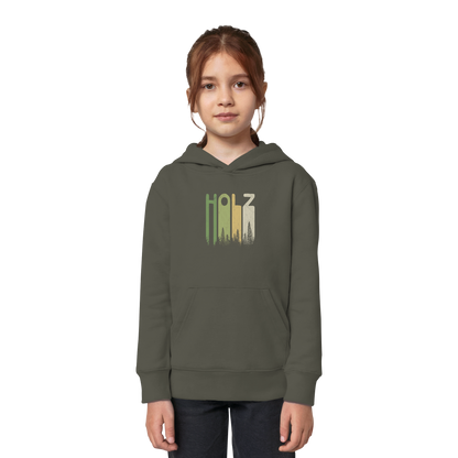 Holz Retro Wald Schriftzug - Kids Organic Hoodie