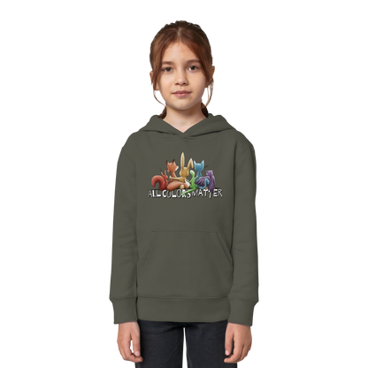 All Colors Matter! Regenbogen Tiere für Vielfalt - Kids Organic Hoodie