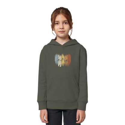 Retro Wald, Berge und Wolf  - Kids Organic Hoodie
