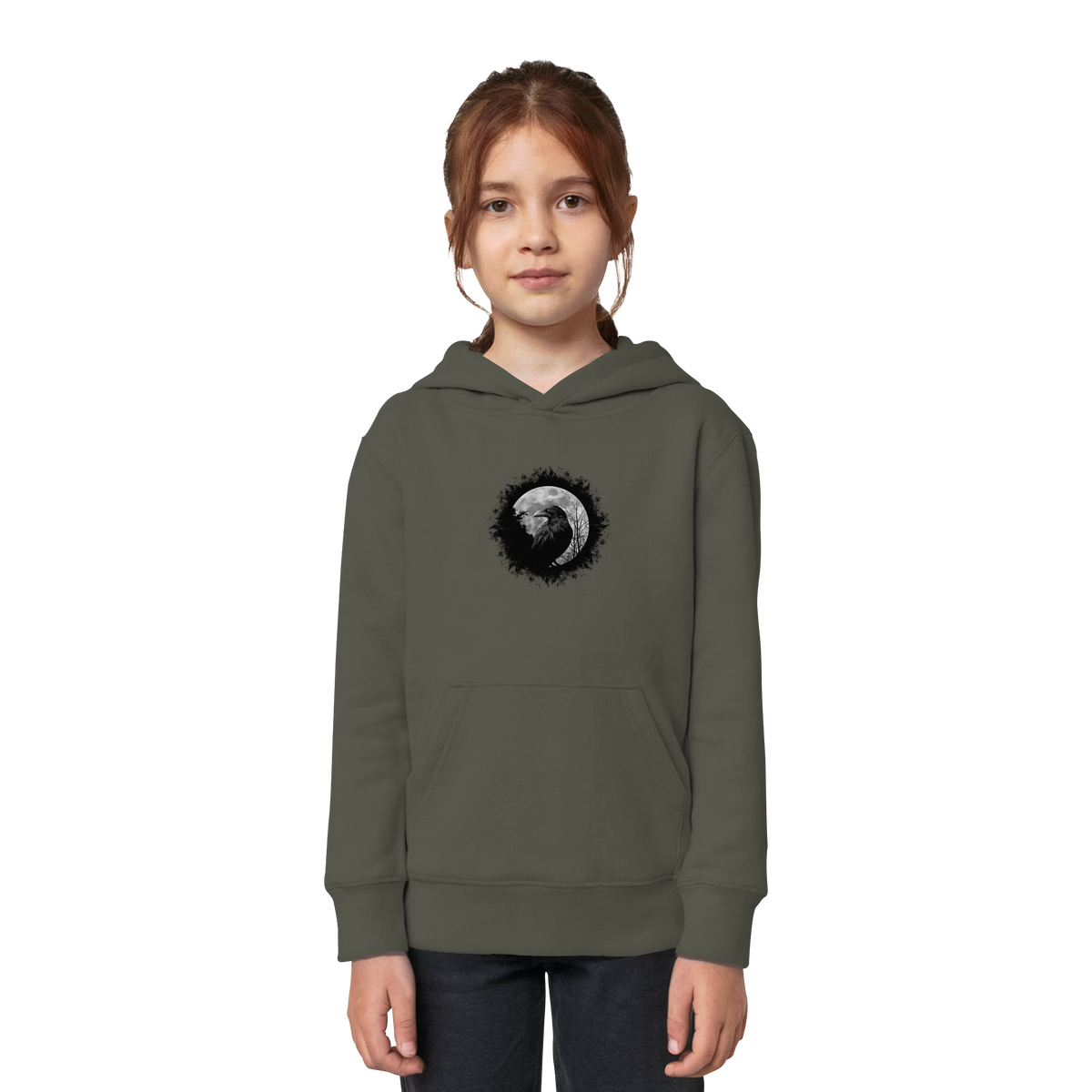 Schwarzer Rabe bei Vollmond  - Kids Organic Hoodie