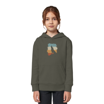Retro Style lässig heulender Wolf  - Kids Organic Hoodie