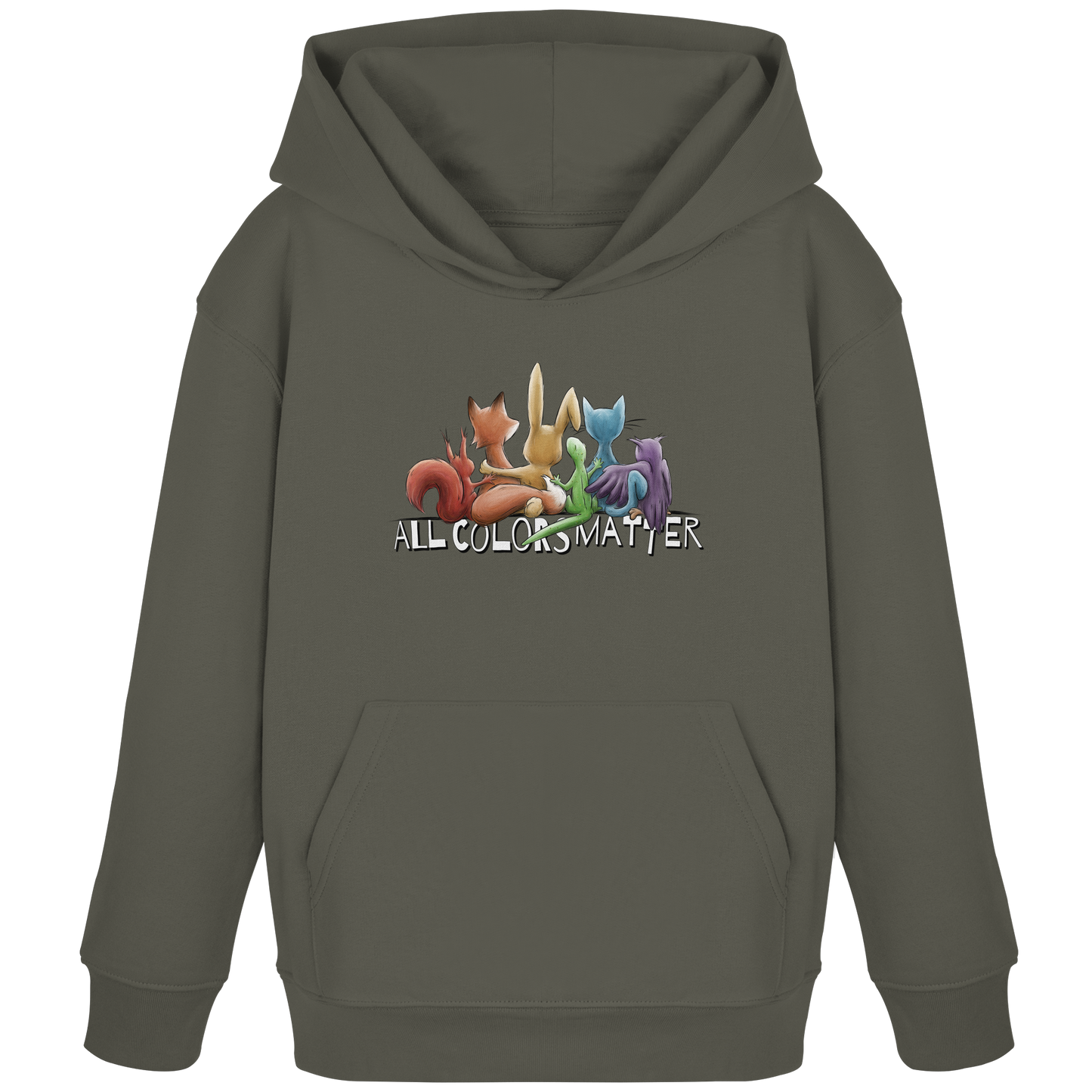 All Colors Matter! Regenbogen Tiere für Vielfalt - Kids Organic Hoodie