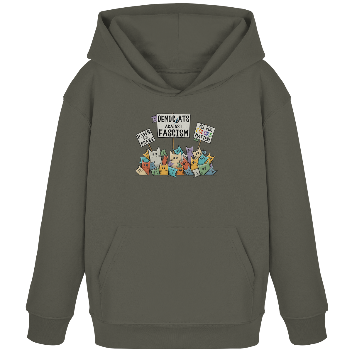 Demo-Katzen gegen Faschismus und für Vielfalt - Kids Organic Hoodie