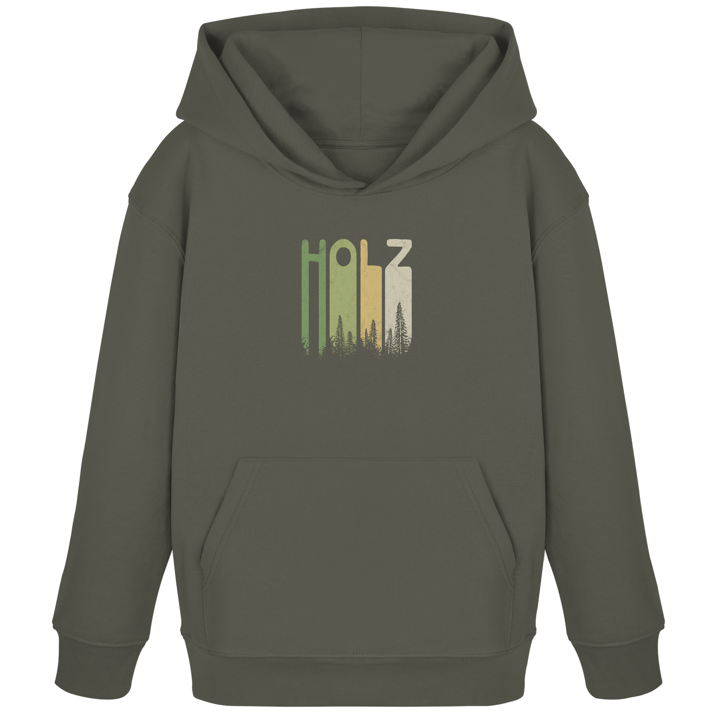 Holz Retro Wald Schriftzug - Kids Organic Hoodie