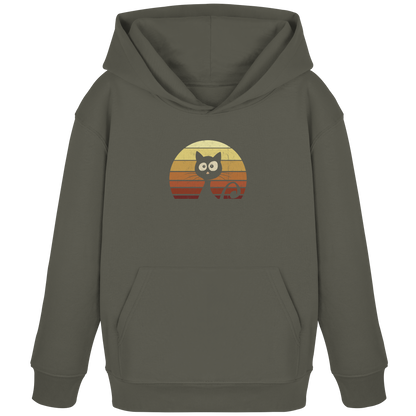 Katze vor Retro Sonnenuntergang - Kids Organic Hoodie