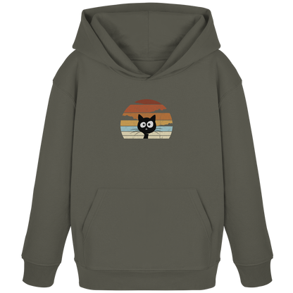 Retro schwarze Katze vor Sonnenuntergang - Kids Organic Hoodie