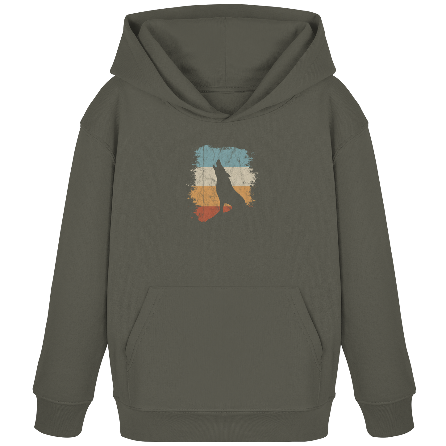 Retro Style lässig heulender Wolf  - Kids Organic Hoodie