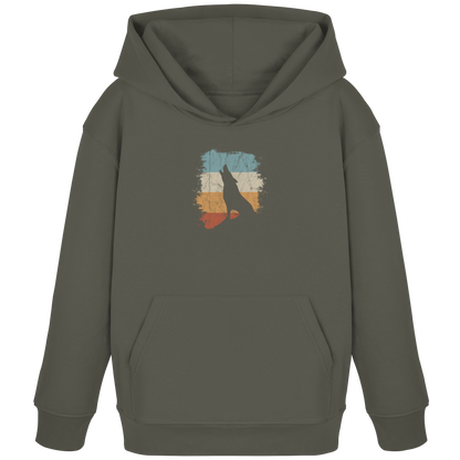 Retro Style lässig heulender Wolf  - Kids Organic Hoodie