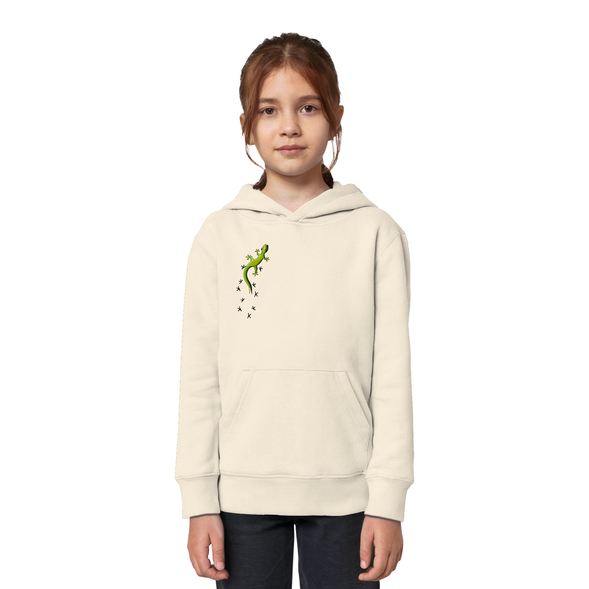 Kletternder Gecko mit Spuren - Kids Organic Hoodie