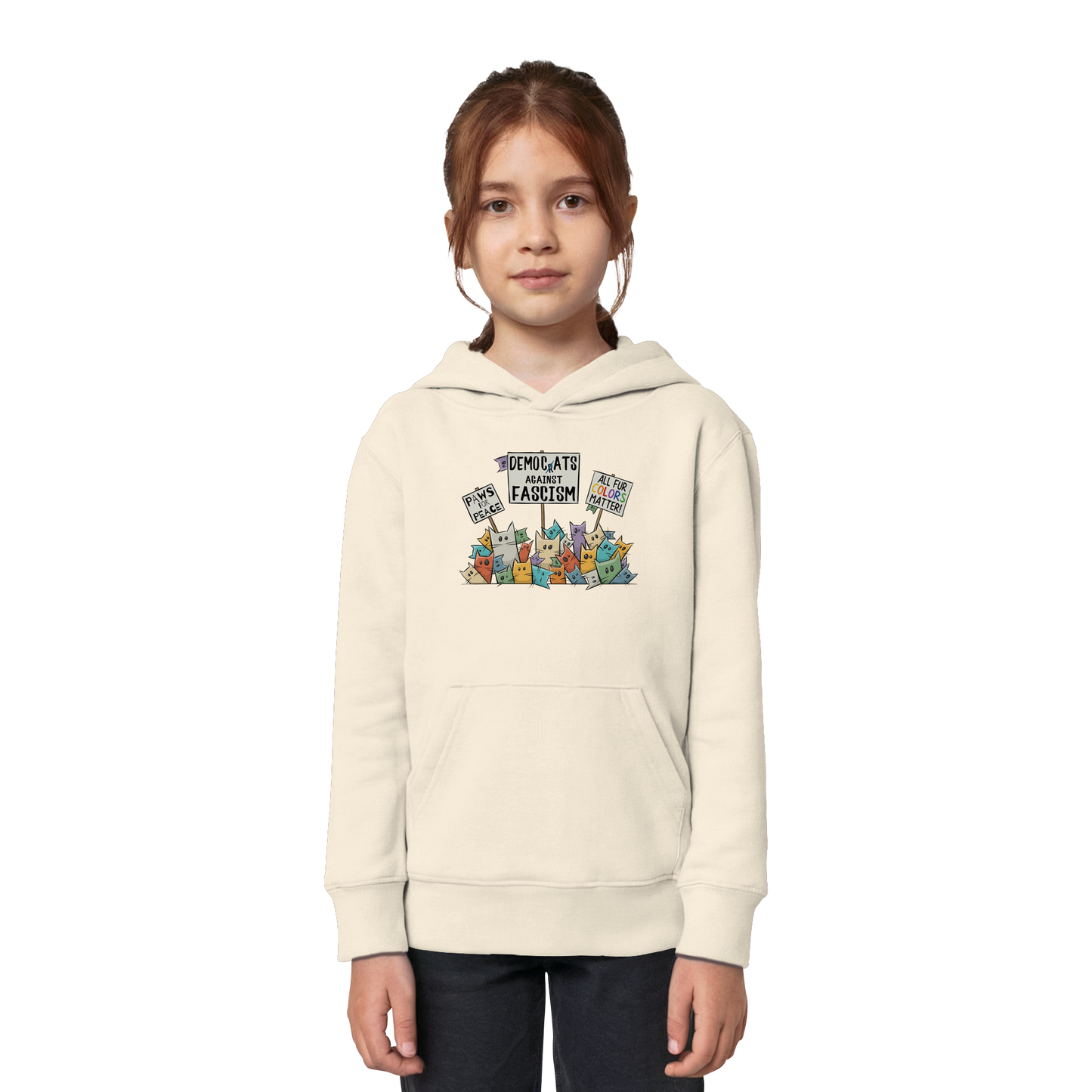 Demo-Katzen gegen Faschismus und für Vielfalt - Kids Organic Hoodie
