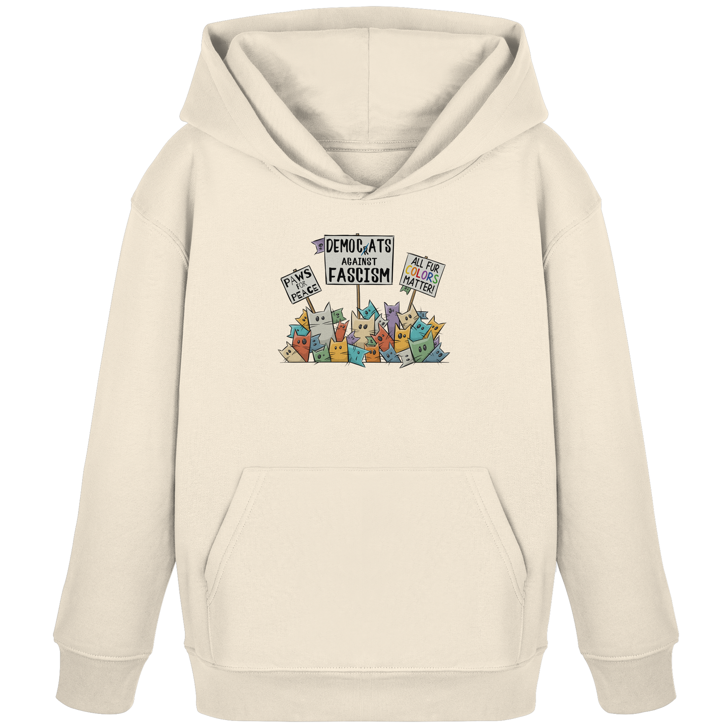 Demo-Katzen gegen Faschismus und für Vielfalt - Kids Organic Hoodie