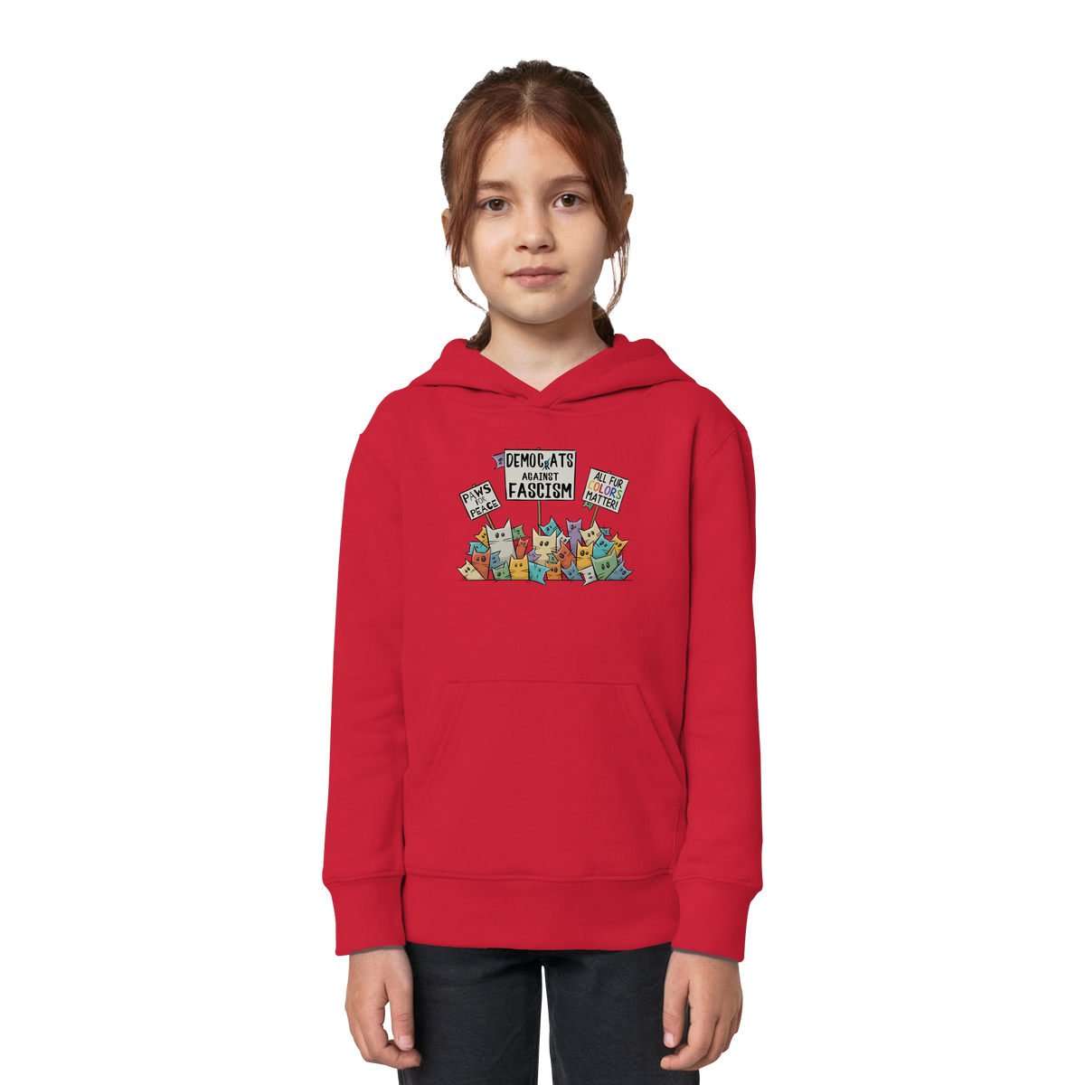 Demo-Katzen gegen Faschismus und für Vielfalt - Kids Organic Hoodie