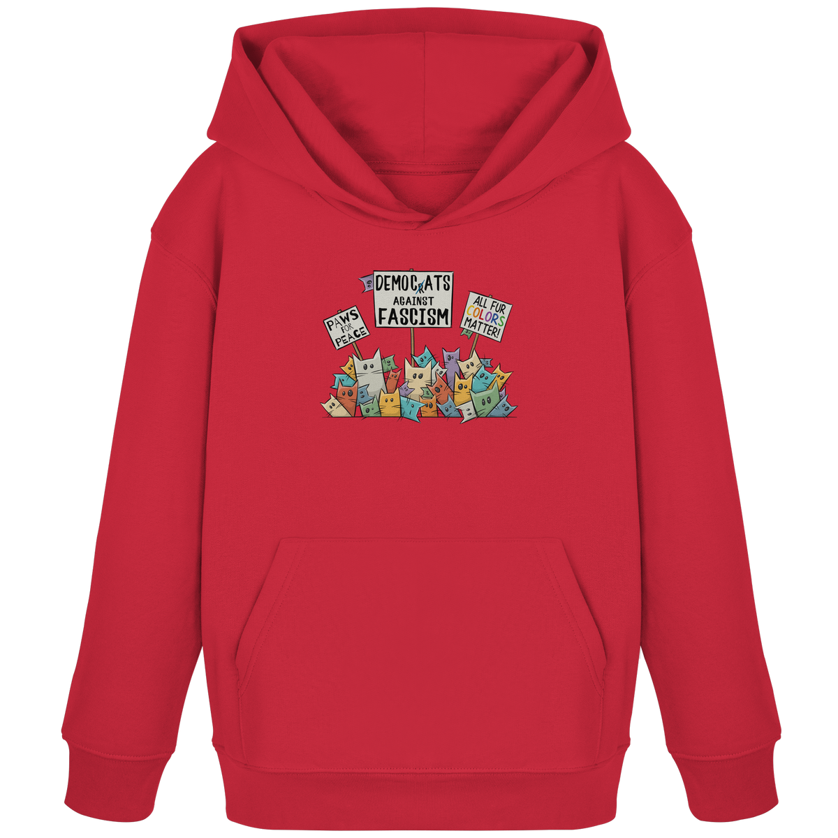 Demo-Katzen gegen Faschismus und für Vielfalt - Kids Organic Hoodie