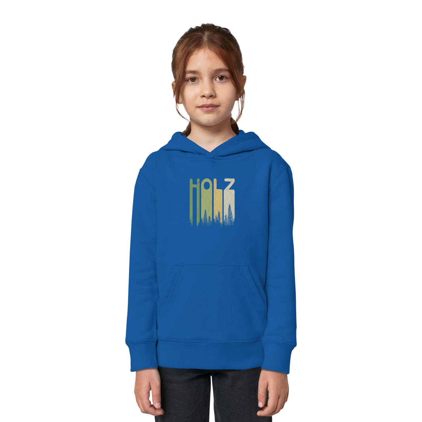 Holz Retro Wald Schriftzug - Kids Organic Hoodie