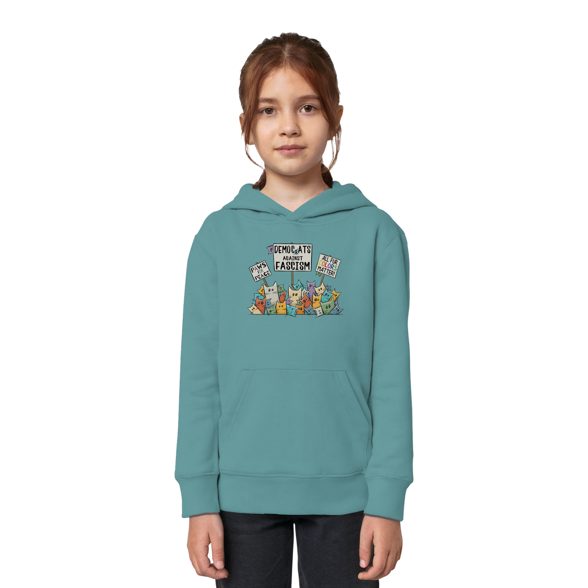 Demo-Katzen gegen Faschismus und für Vielfalt - Kids Organic Hoodie
