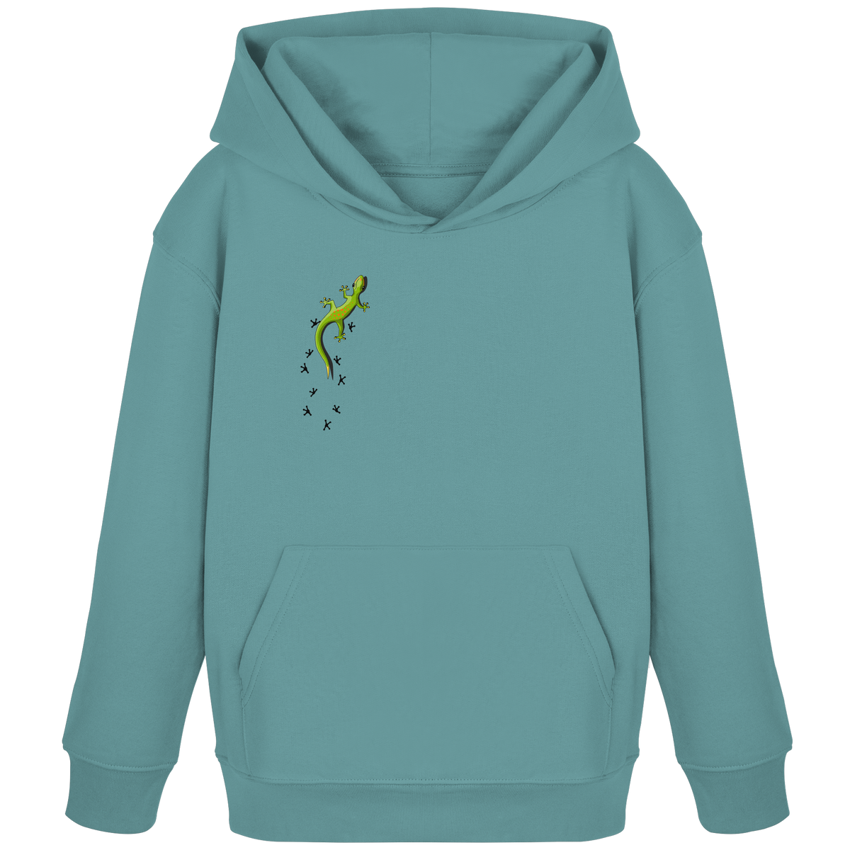 Kletternder Gecko mit Spuren - Kids Organic Hoodie