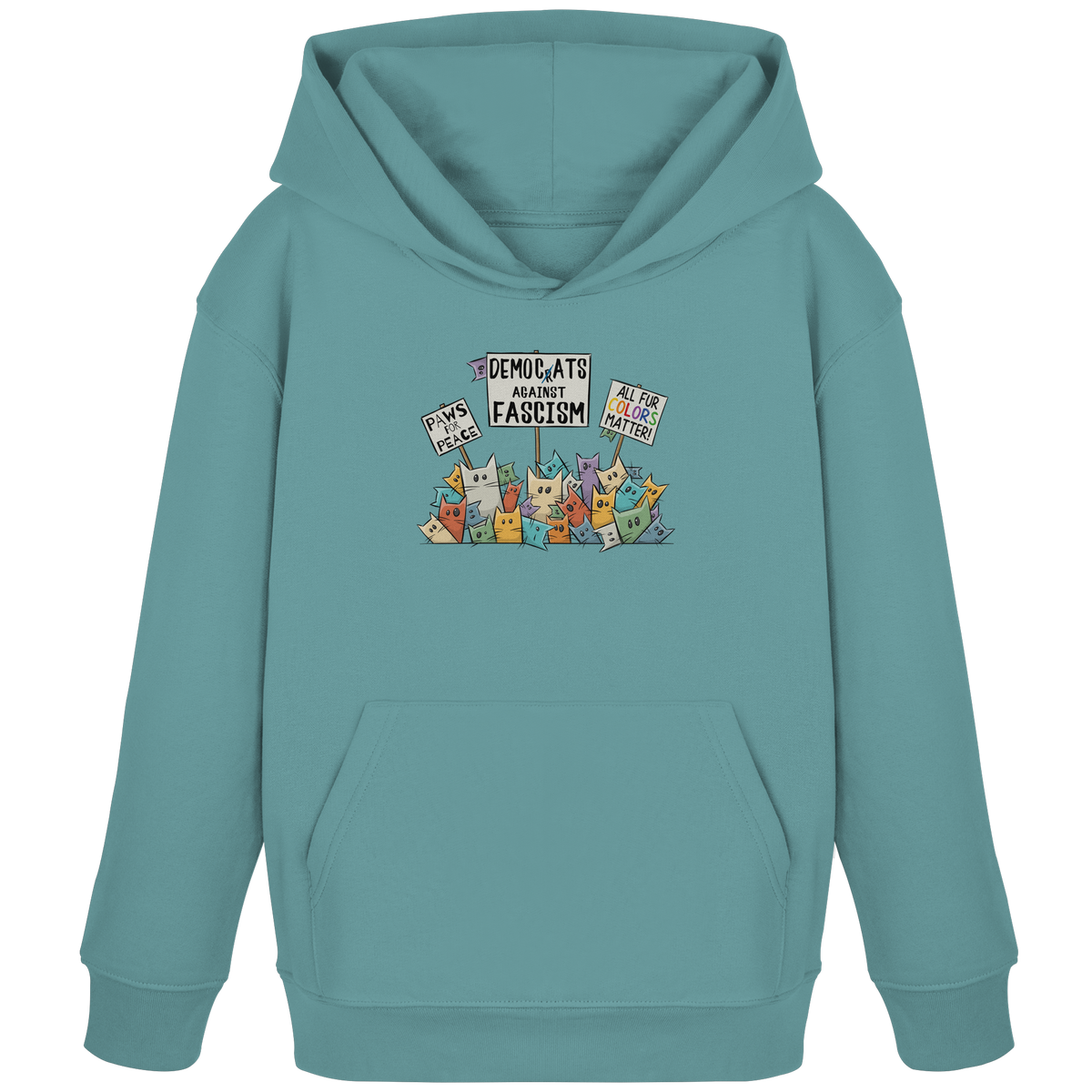 Demo-Katzen gegen Faschismus und für Vielfalt - Kids Organic Hoodie
