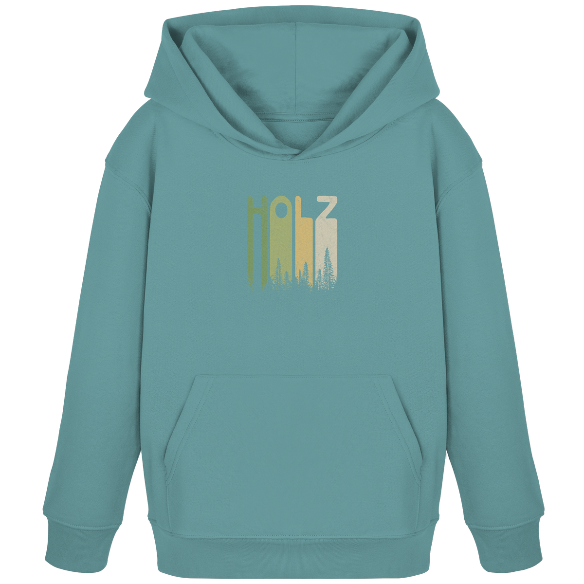 Holz Retro Wald Schriftzug - Kids Organic Hoodie