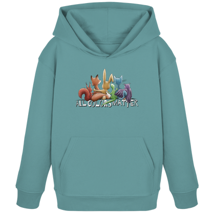All Colors Matter! Regenbogen Tiere für Vielfalt - Kids Organic Hoodie