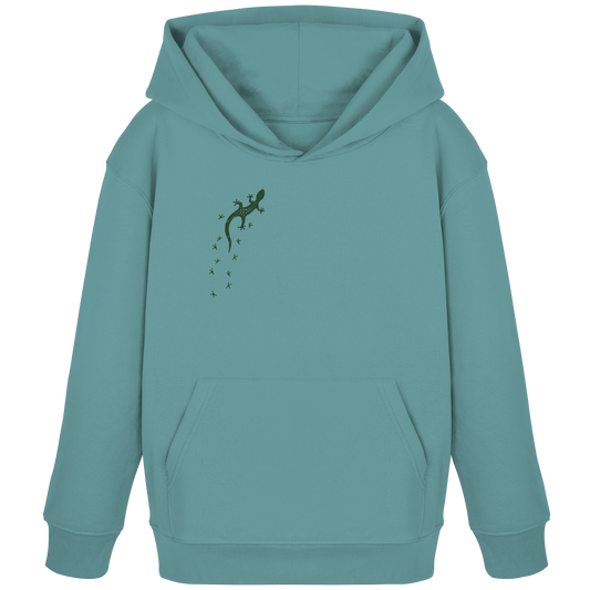 Gecko Eidechse Silhouette dunkel - Kids Organic Hoodie