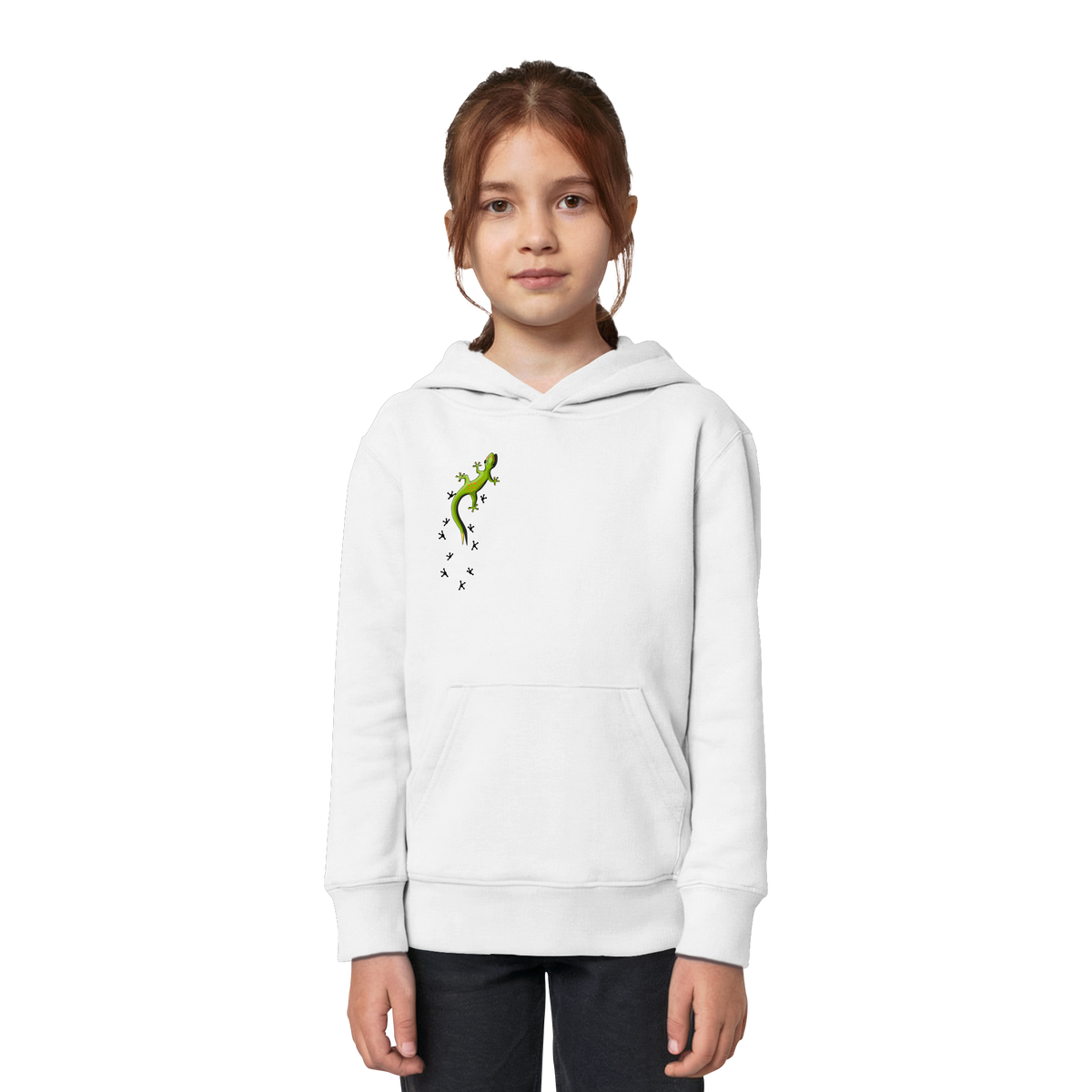 Kletternder Gecko mit Spuren - Kids Organic Hoodie