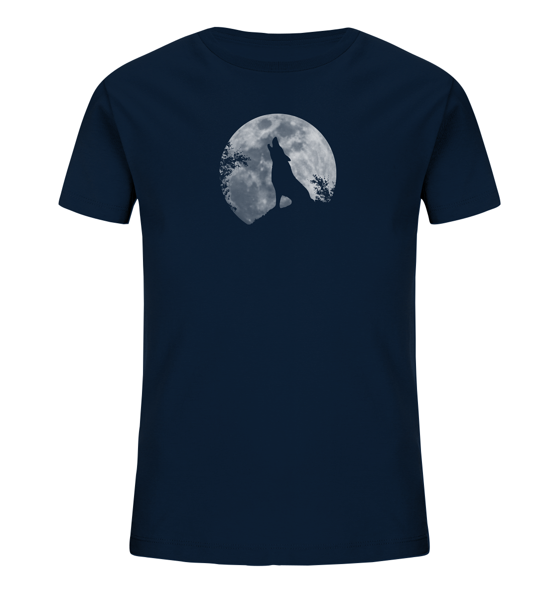 Heulender Wolf Silhouette vor Vollmond - Kids Organic Shirt