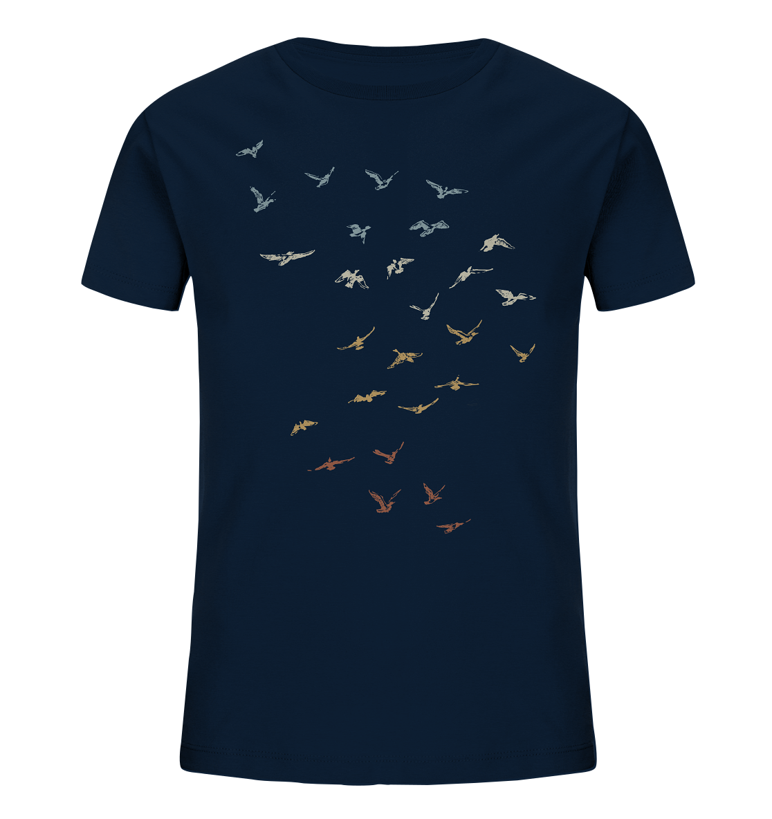 Retro Vogel Schwarm - Kids Organic Shirt