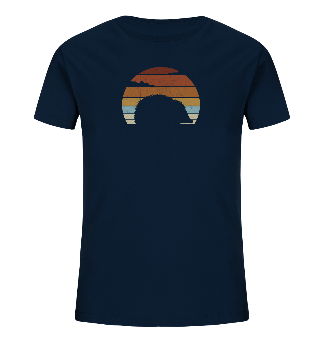 Retro Igel Silhouette im Sonnenuntergang - Kids Organic Shirt