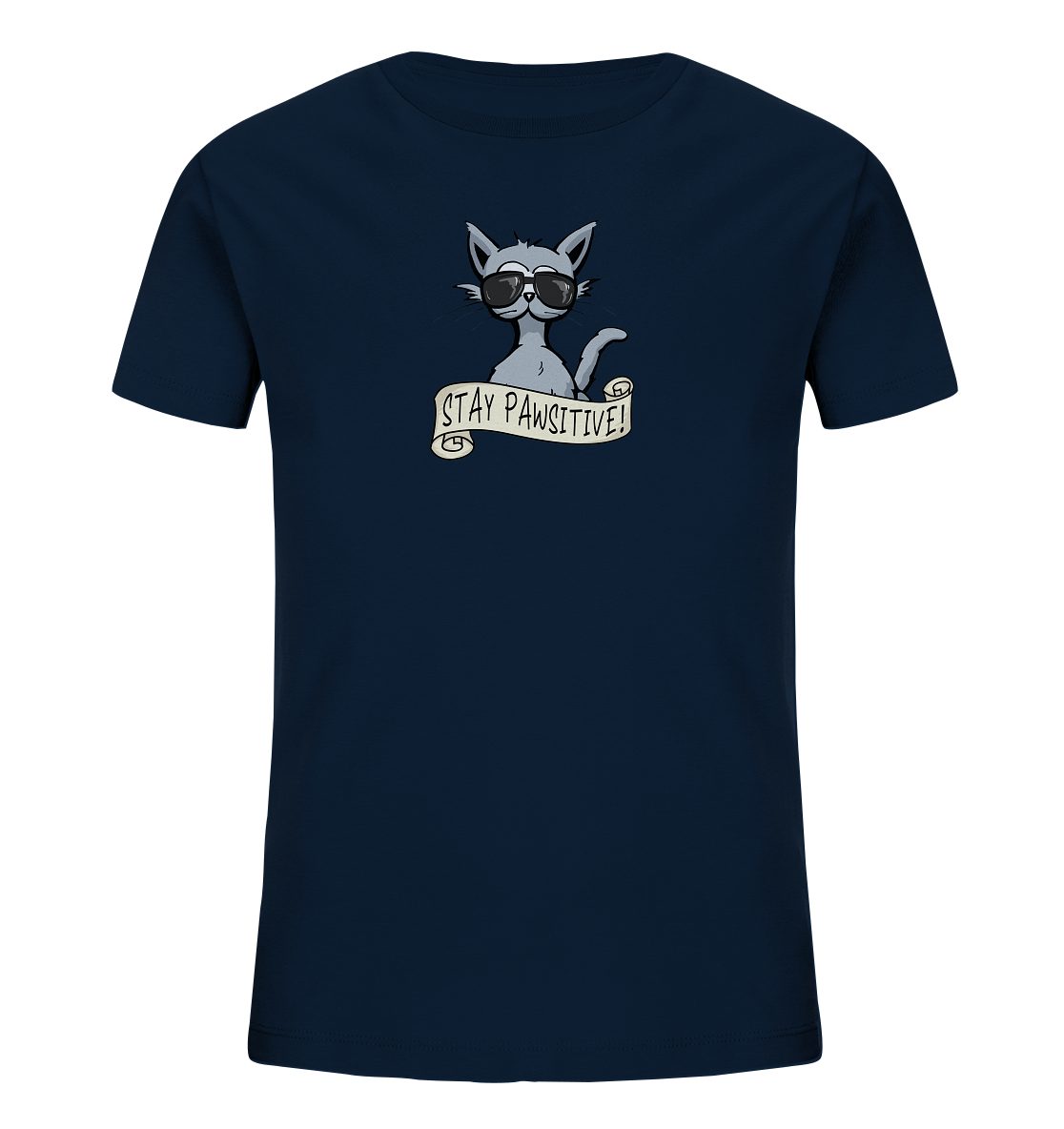 Stay Pawsitive Bleib lässig Hipster Katze - Kids Organic Shirt