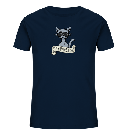 Stay Pawsitive Bleib lässig Hipster Katze - Kids Organic Shirt