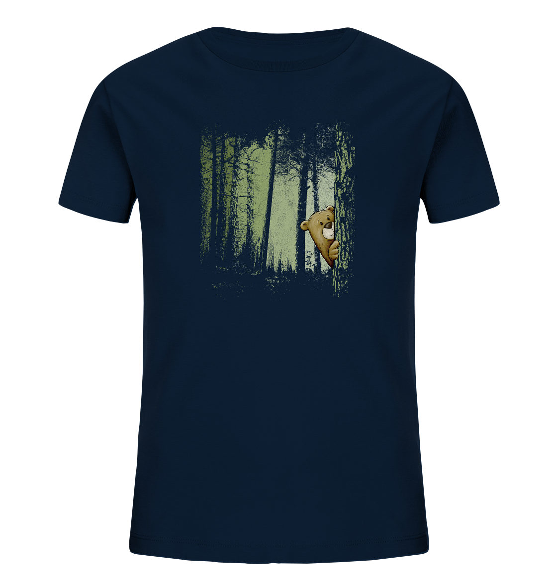 Comic Bär versteckt im Zwielicht Wald - Kids Organic Shirt