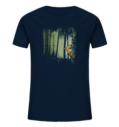 Comic Bär versteckt im Zwielicht Wald - Kids Organic Shirt