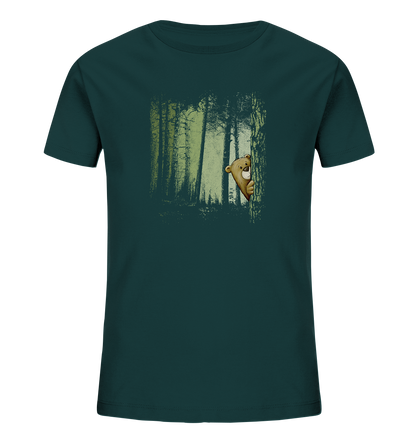 Comic Bär versteckt im Zwielicht Wald - Kids Organic Shirt