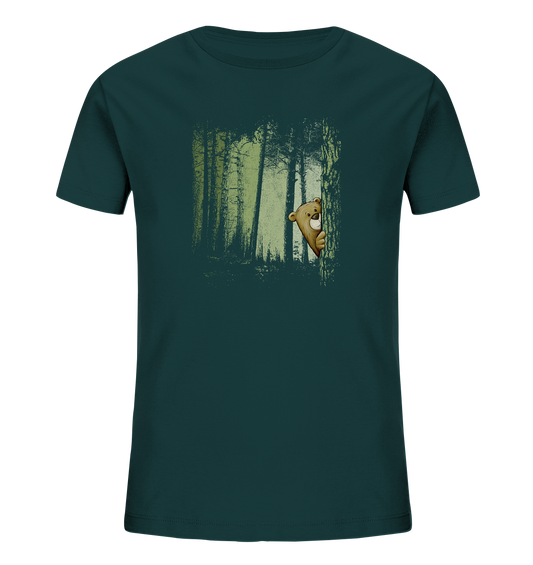 Comic Bär versteckt im Zwielicht Wald - Kids Organic Shirt