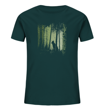 Luchs Wildkatze im Zwielicht Wald - Kids Organic Shirt