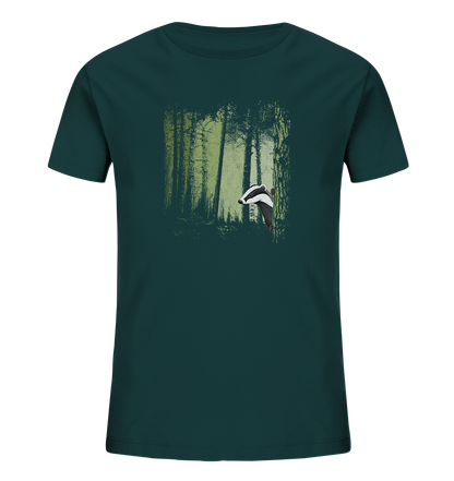 frecher Dachs im Zwielicht Wald - Kids Organic Shirt