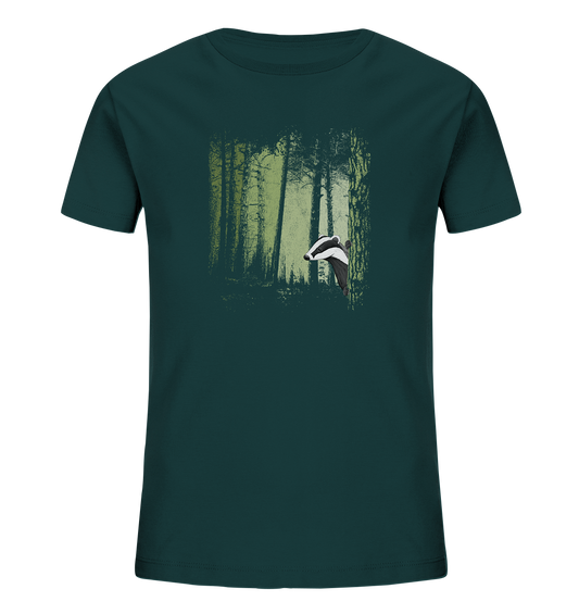 frecher Dachs im Zwielicht Wald - Kids Organic Shirt