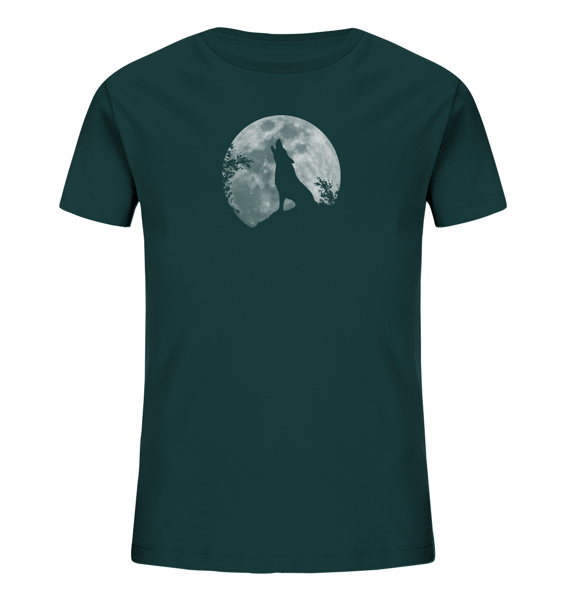 Heulender Wolf Silhouette vor Vollmond - Kids Organic Shirt